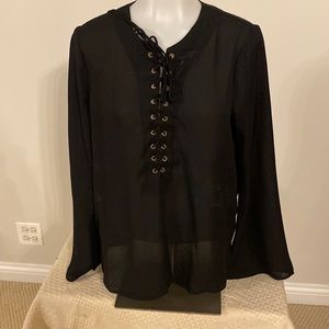 Black lace up top.   Adorable on